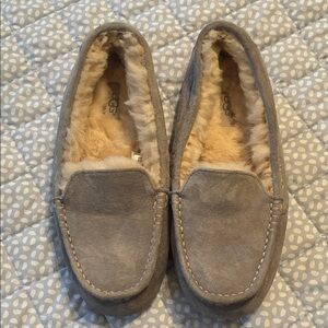 UGG Taupe Suede Loafers with Plush Lining
